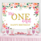 Lofaris Miss Onederful Watercolor Florals 1St Birthday Backdrop